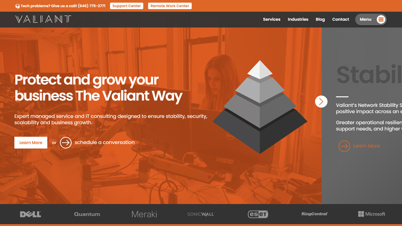 Valiant Technology Website Homepage